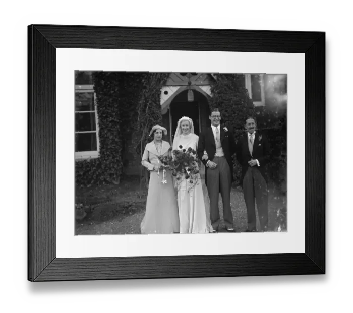 Framed Print : The Miles and Crabb wedding at Orpington, Kent. The bride and groom with the bridesmaid Framed Print : The Miles and Crabb wedding at Orpington, Kent. The bride and groom with the bridesmaid