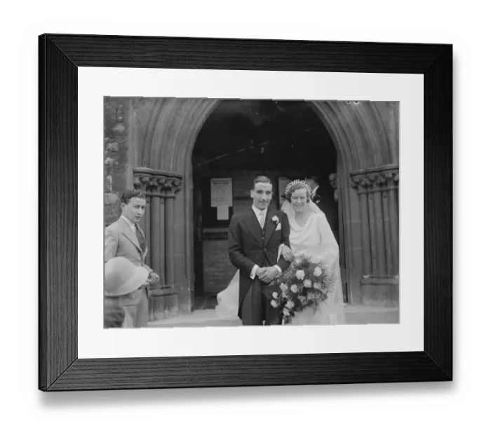 Framed Print : Wedding of JB Cowper and Dr E J King. The happy couple. 1935 Framed Print : Wedding of JB Cowper and Dr E J King. The happy couple. 1935