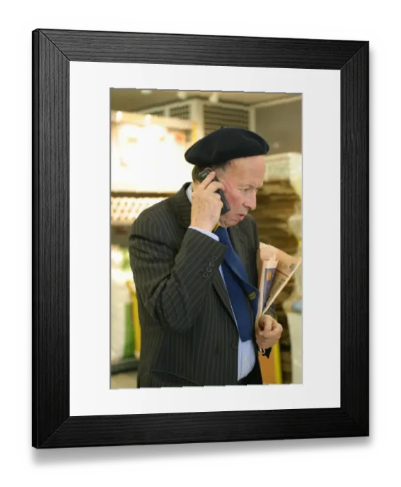 Framed Print : Business man talking on a mobile phone ?TopFoto Framed Print : Business man talking on a mobile phone ?TopFoto