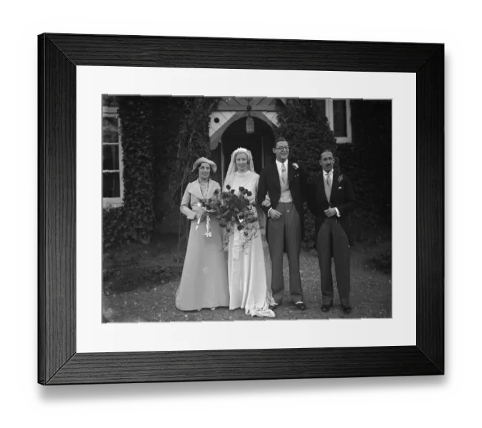 Framed Print : The Miles and Crabb wedding at Orpington, Kent. The bride and groom with the bridesmaid