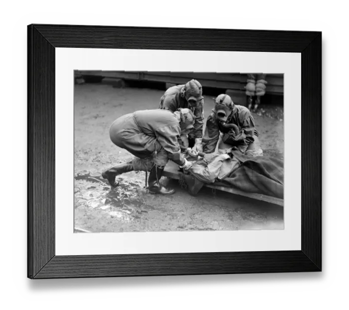 Framed Print : Gas Attack by Air. The famous Chislehurst Caves formed the scene of action for