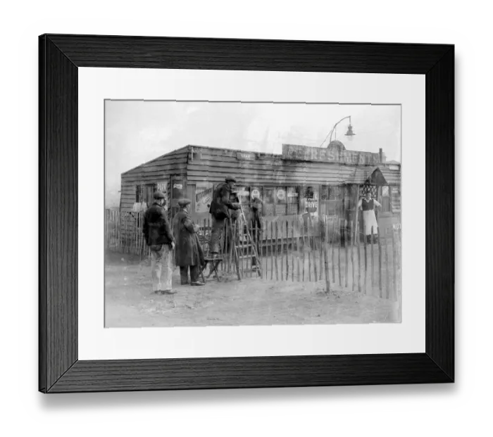 Framed Print : Eltham Cafe and trouble. 1934 Framed Print : Eltham Cafe and trouble. 1934