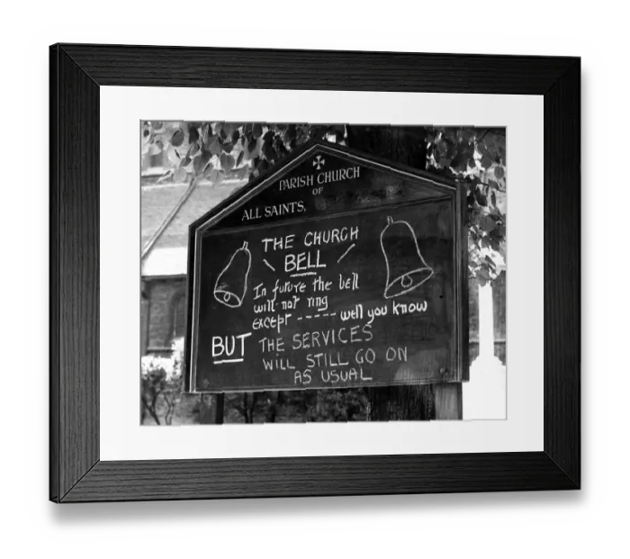 Framed Print : War Time Notice Bells Gravesend Kent Framed Print : War Time Notice Bells Gravesend Kent