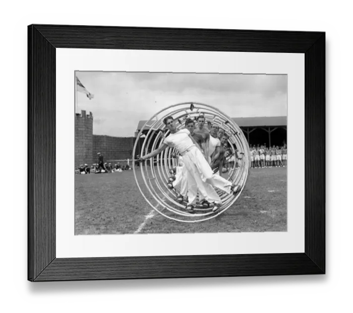 Framed Print : Chatham Navy Week. Sailors on gyro wheels. August 1938 Framed Print : Chatham Navy Week. Sailors on gyro wheels. August 1938