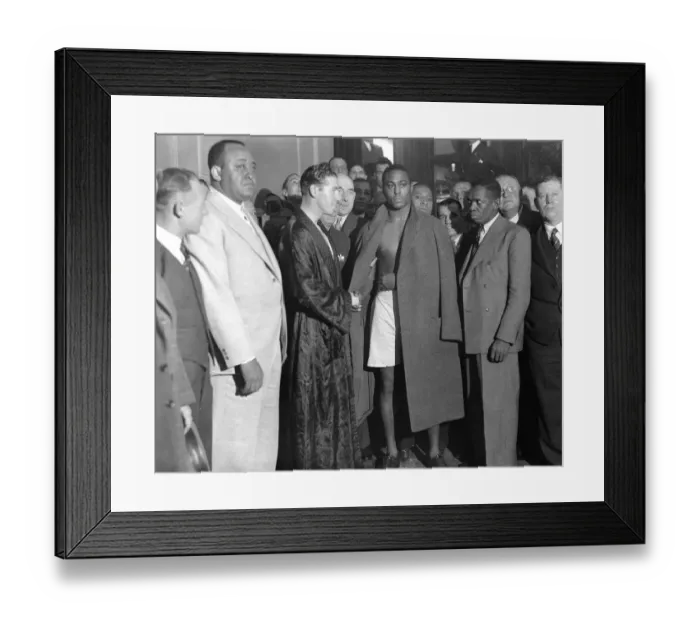 Framed Print : Weigh in at the Stadium Club. Len Harvey and John Henry Lewis. 9 November 1936
