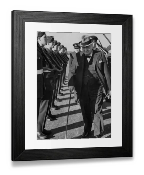Framed Print : Winston Churchill who has been staying at the Monte Carlo since Sunday today arrived Framed Print : Winston Churchill who has been staying at the Monte Carlo since Sunday today arrived
