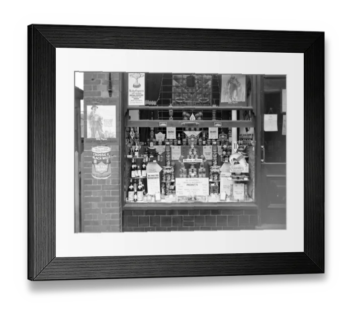 Framed Print : Gee and Son Eynsford Shop. 1934 Framed Print : Gee and Son Eynsford Shop. 1934