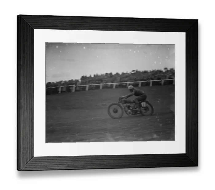 Framed Print : Motor cycling races at Brands Hatch. A scramblers races down the track. 1936 Framed Print : Motor cycling races at Brands Hatch. A scramblers races down the track. 1936