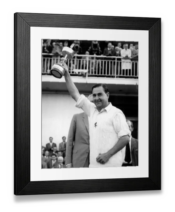 Framed Print : Colin Cowdrey, the captain of Kent holds the Gillette Cricket Cup trophy after Framed Print : Colin Cowdrey, the captain of Kent holds the Gillette Cricket Cup trophy after