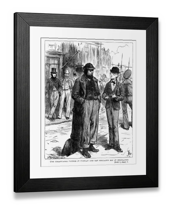 Framed Print : The Life of Charles Dickens The uneducated father in fustian and the educated boy in spectacles