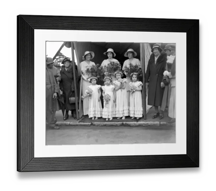 Framed Print : Brides maids at Smith and Robinson wedding at St Nieh Chislehurst, Kent. 1934 Framed Print : Brides maids at Smith and Robinson wedding at St Nieh Chislehurst, Kent. 1934