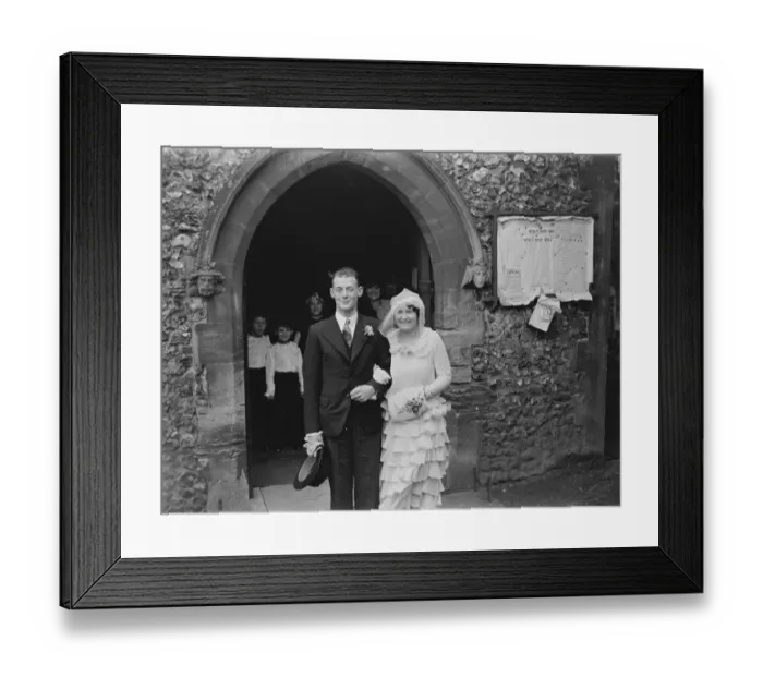 Framed Print : A wedding of a couple in Orpington, Kent. The bride and groom. 1939