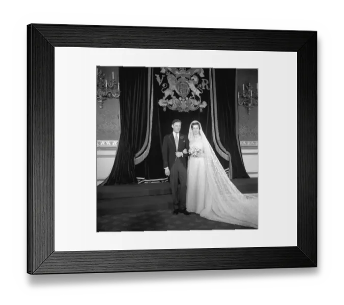 Framed Print : Princess Alexandra of Kent wearing a gown of magnolia tinted lace, embroided with acorns Framed Print : Princess Alexandra of Kent wearing a gown of magnolia tinted lace, embroided with acorns