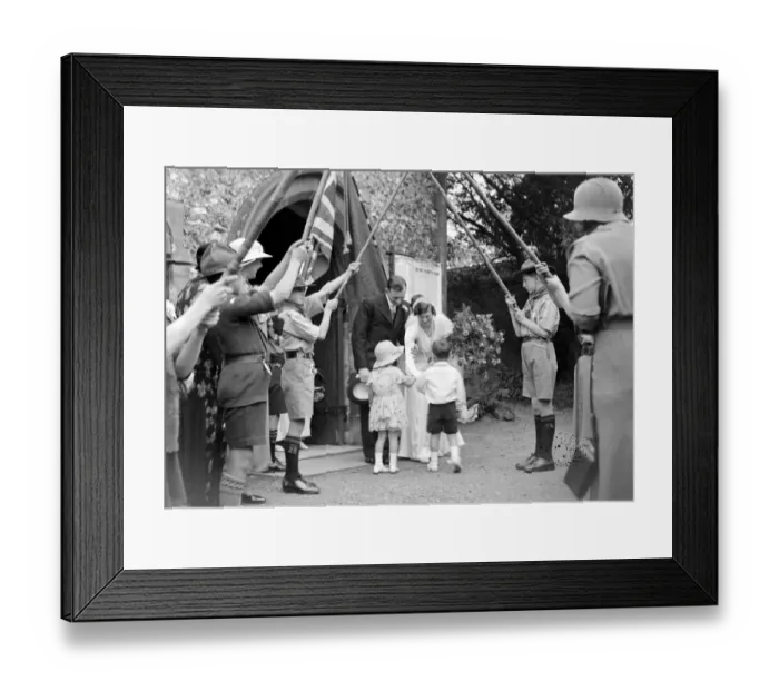 Framed Print : Mr L Jordon and Miss K Bridges at Orpington Parish, Kent. 1934 Framed Print : Mr L Jordon and Miss K Bridges at Orpington Parish, Kent. 1934