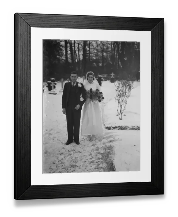 Framed Print : The wedding of Miss I Herman held in Foots Cray, Kent. The bride and bridegroom Framed Print : The wedding of Miss I Herman held in Foots Cray, Kent. The bride and bridegroom