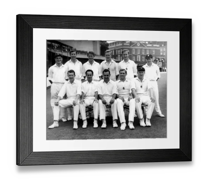 Framed Print : Kent County Cricket Team at The Oval, Kennington. Back Row - Left to Right A. Knott