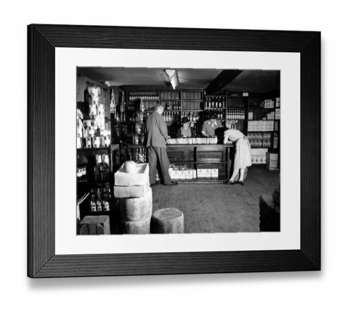 Framed Print : Once a week, along with the cheese, the bacon and the groceries, a shop in old fashioned Framed Print : Once a week, along with the cheese, the bacon and the groceries, a shop in old fashioned