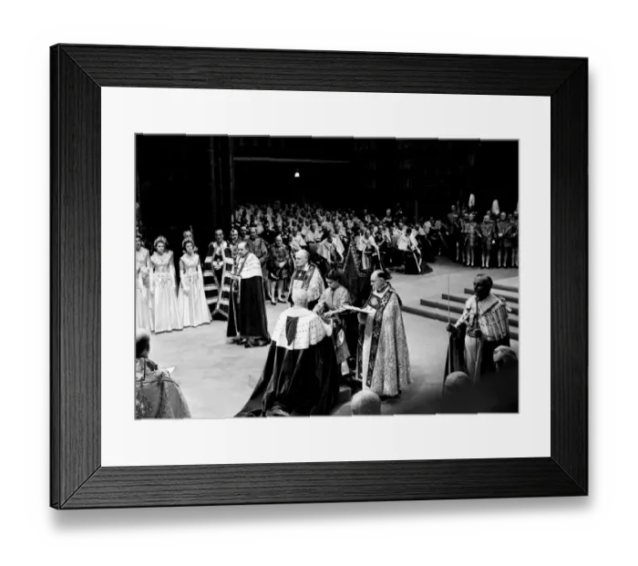 Framed Print : Coronation Day - The Queen receives the spurs in the solemn cermony. The Lord Great Framed Print : Coronation Day - The Queen receives the spurs in the solemn cermony. The Lord Great
