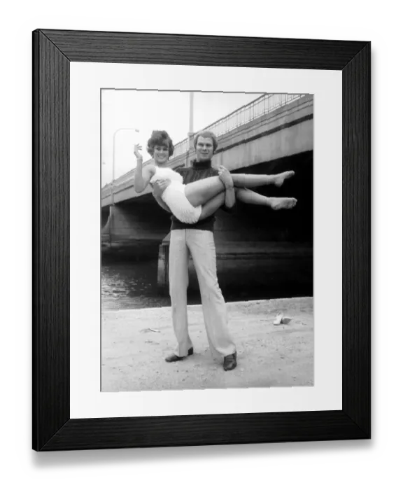 Framed Print : Swept off her feet by her pop idol Long John Baldry, is beauty queen Christine James Framed Print : Swept off her feet by her pop idol Long John Baldry, is beauty queen Christine James