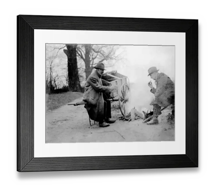 Framed Print : UK Kent Road sweepers having their dinner. 1935 Picture by John Topham Framed Print : UK Kent Road sweepers having their dinner. 1935 Picture by John Topham