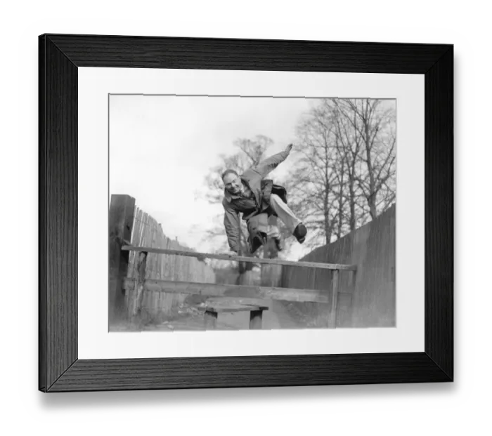 Framed Print : John Topham jumping a style 1936 A John Topham / TopFoto Framed Print : John Topham jumping a style 1936 A John Topham / TopFoto