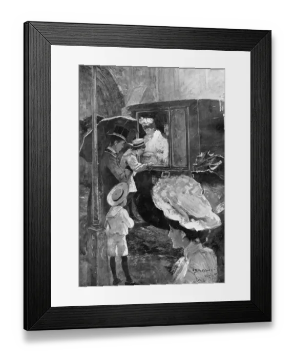 Framed Print : Coronation Sunday: Their Majesties and their Grandchildren. The King and Queen greeting Framed Print : Coronation Sunday: Their Majesties and their Grandchildren. The King and Queen greeting