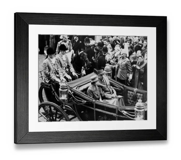 Framed Print : The French President Arrives The Queen with General de Gaulle as they drove Framed Print : The French President Arrives The Queen with General de Gaulle as they drove