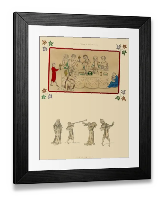 Framed Print : A royal repast (early 14th century) - Pictures of feasts are not uncommon in ancient manuscripts Framed Print : A royal repast (early 14th century) - Pictures of feasts are not uncommon in ancient manuscripts