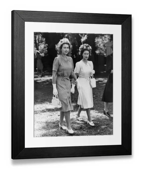 Framed Print : Sisteres Princess Elizabeth and Princess Margaret at Eton 1947 Framed Print : Sisteres Princess Elizabeth and Princess Margaret at Eton 1947