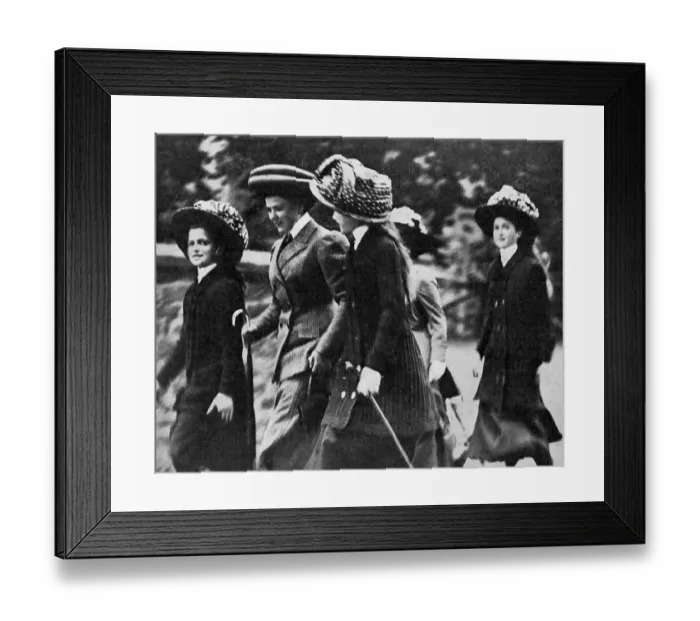 Framed Print : Tatler illustration - Charming Royalty - The Czars daughters with their governess Framed Print : Tatler illustration - Charming Royalty - The Czars daughters with their governess
