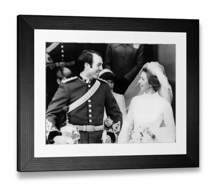 Framed Print : Princess Anne and Captain Mark Phillips as they walk out of Westminster Abbey after their wedding Framed Print : Princess Anne and Captain Mark Phillips as they walk out of Westminster Abbey after their wedding