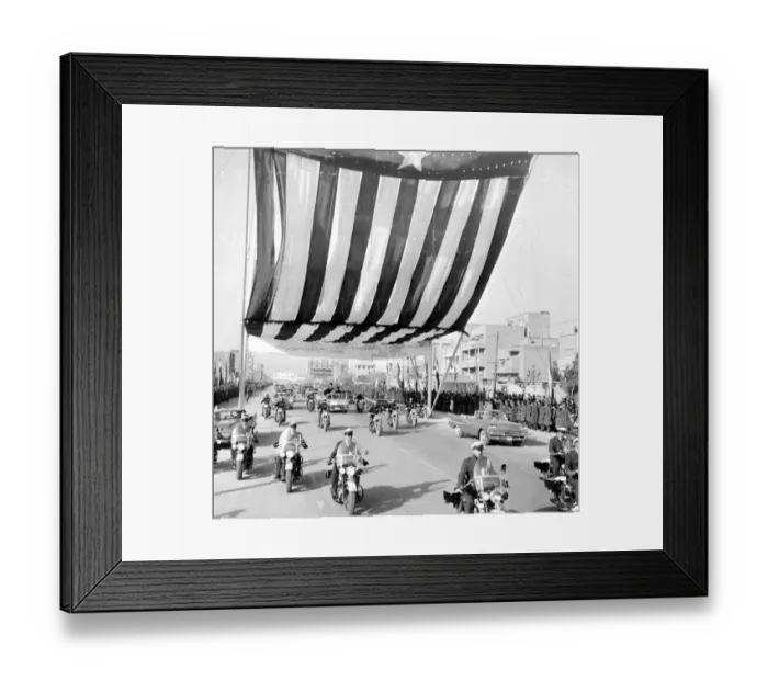 Framed Print : Teheran: The motor cavalcade containing President Eisenhower and the Shah of Persia Framed Print : Teheran: The motor cavalcade containing President Eisenhower and the Shah of Persia