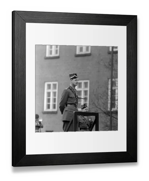 Framed Print : Luneburg Germay Prince Philip, the Colonel in Chief of the VIII Kings Royal Irish
