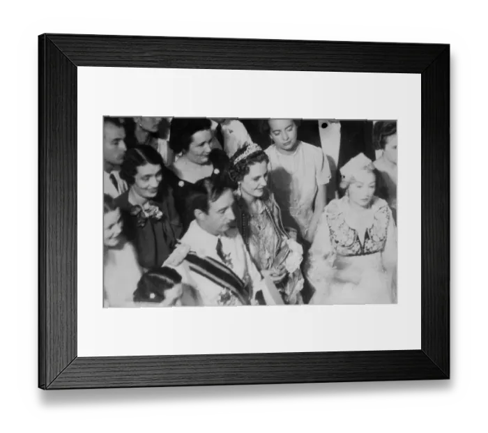 Framed Print : King Zog of Albania and his young Queen, Geraldine, gave a gala reception Framed Print : King Zog of Albania and his young Queen, Geraldine, gave a gala reception