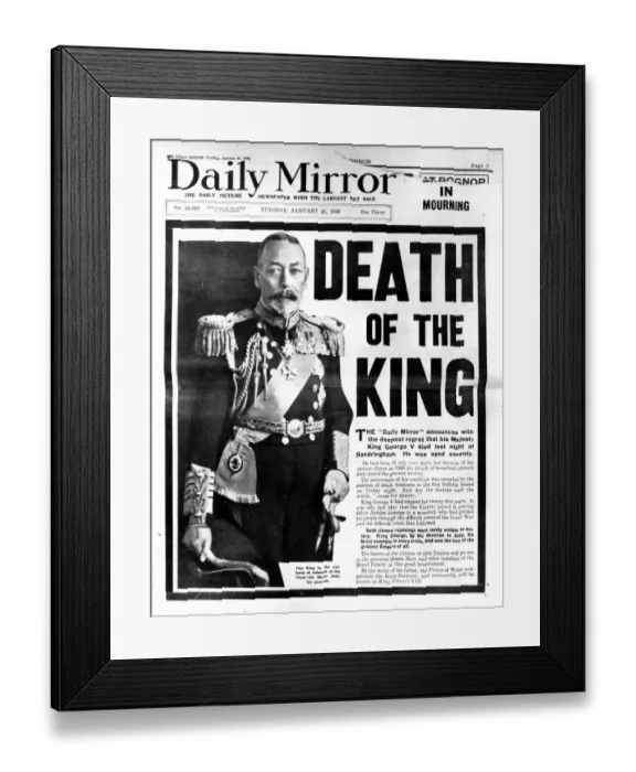 Framed Print : Front page of the Daily Mirror with the news of the death of King George V - 21 Framed Print : Front page of the Daily Mirror with the news of the death of King George V - 21