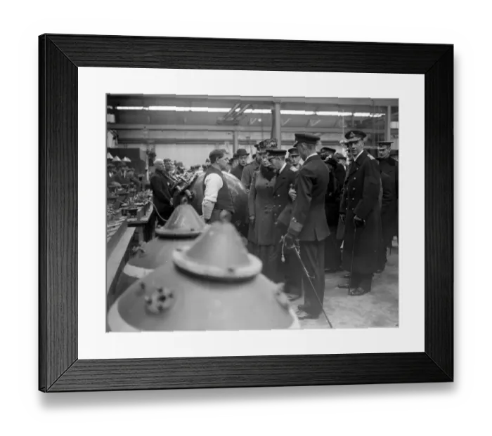 Framed Print : Royal visit to Immingham Docks. Their Majesties talking to Wilfred Whiting the Hero Framed Print : Royal visit to Immingham Docks. Their Majesties talking to Wilfred Whiting the Hero