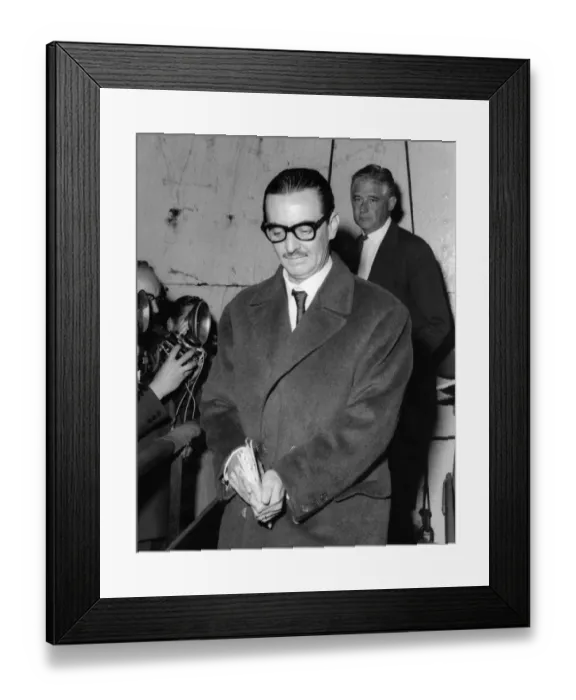 Framed Print : Ex President Janio Quadros of Brazil arrives at the Royal Victoria Docks. September 1961 Framed Print : Ex President Janio Quadros of Brazil arrives at the Royal Victoria Docks. September 1961