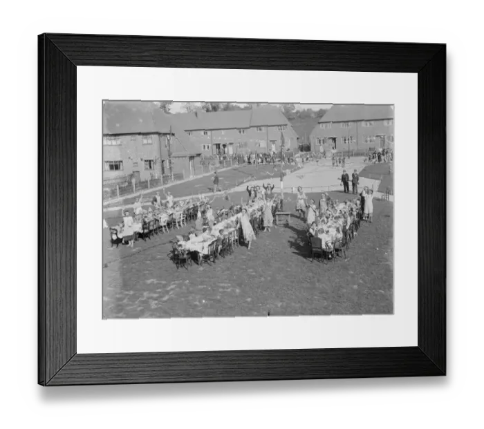 Framed Print : Eltham marks King George Vs silver jubilee with a street party. 1935 Framed Print : Eltham marks King George Vs silver jubilee with a street party. 1935