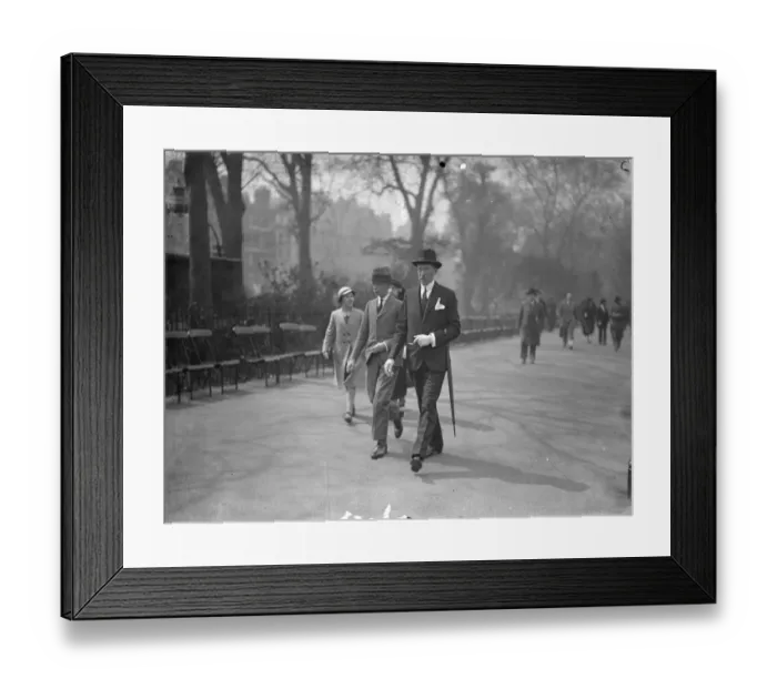 Framed Print : Lord Harewood and his son pass unnoticed in Hyde Park. London visit during pincess Framed Print : Lord Harewood and his son pass unnoticed in Hyde Park. London visit during pincess