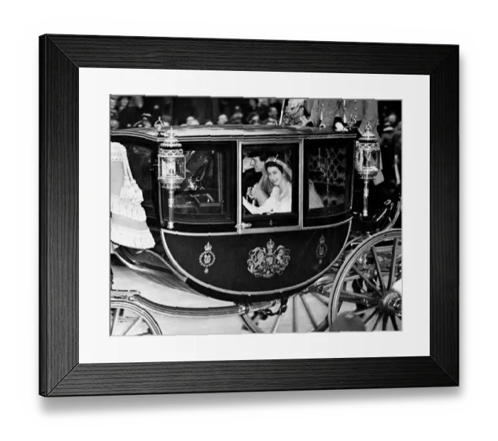 Framed Print : Princess Elizabeth and Prince Philip at Parliament Square after the wedding ceremony Framed Print : Princess Elizabeth and Prince Philip at Parliament Square after the wedding ceremony
