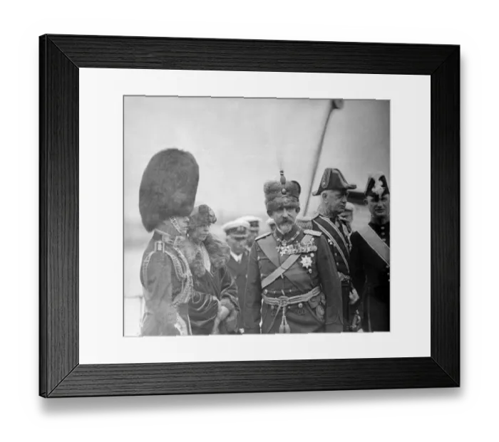 Framed Print : The Prince of Wales receiving King Ferdinand of Romania and Queen Marie on board the Royal Yacht Framed Print : The Prince of Wales receiving King Ferdinand of Romania and Queen Marie on board the Royal Yacht