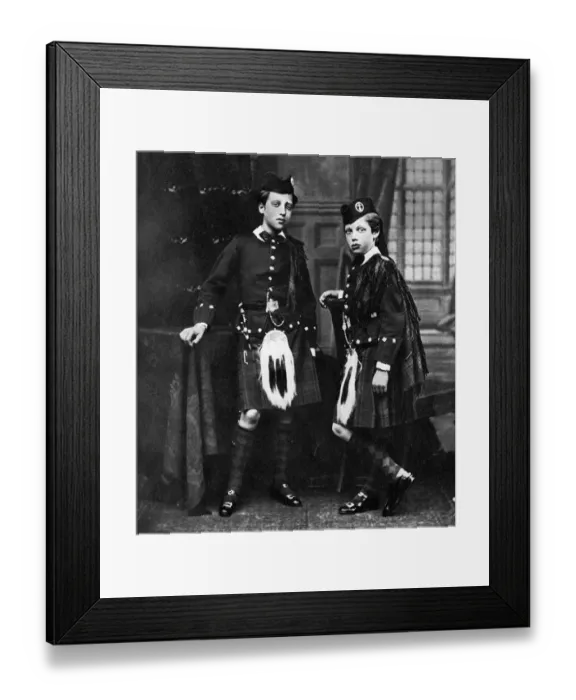 Framed Print : 1874 King George V aged 9 with the Duke of Clarence in Highland dress Framed Print : 1874 King George V aged 9 with the Duke of Clarence in Highland dress