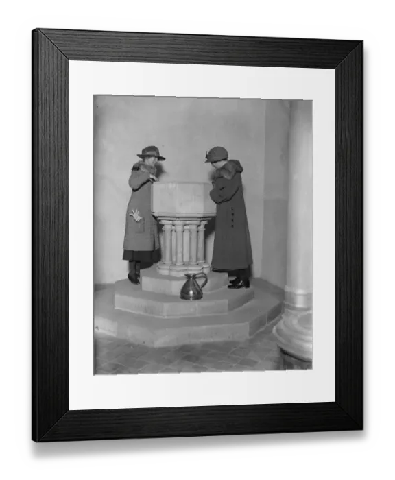 Framed Print : Scene of the Royal christening. The font at Goldsborough Church. 17 March 1923 Framed Print : Scene of the Royal christening. The font at Goldsborough Church. 17 March 1923