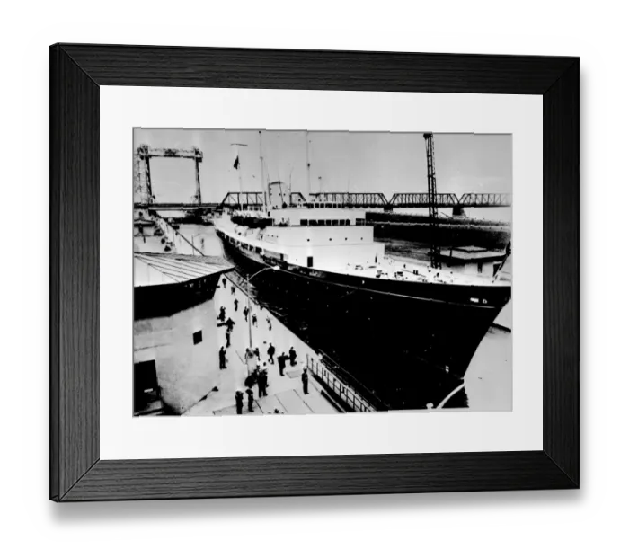 Framed Print : At the St Lawrence Seaway formal opening The Royal Yacht Britannia glides through Framed Print : At the St Lawrence Seaway formal opening The Royal Yacht Britannia glides through