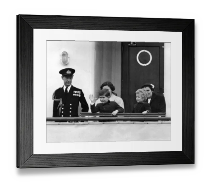 Framed Print : Prince Charles and Princess Anne today boarded the Royal yacht Britannia at Portsmouth