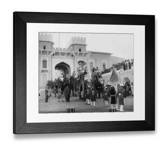 Framed Print : H. M. Queen Elizabeth II and Prince Philip occupy separate elephants for the ride Framed Print : H. M. Queen Elizabeth II and Prince Philip occupy separate elephants for the ride