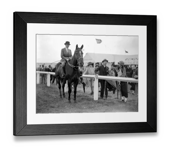 Framed Print : The Royal Show at Leicester. Miss Augusta Hamilton (mounted) chatting to Lord Framed Print : The Royal Show at Leicester. Miss Augusta Hamilton (mounted) chatting to Lord