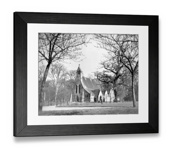 Framed Print : The Small Royal Chapel, typical of any English country church, nestles among trees Framed Print : The Small Royal Chapel, typical of any English country church, nestles among trees