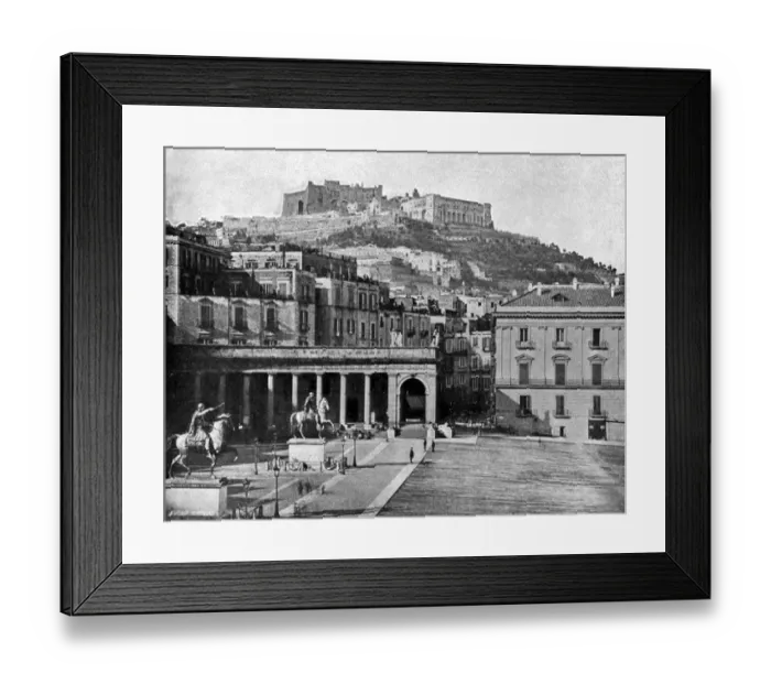 Framed Print : The castle of St Elmo, from the Largo De Palazzo, Naples. In the foreground is