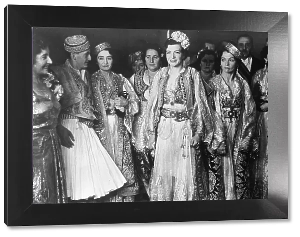 King Zogs four sisters and nephew in peasant dress at Tirana reception on 25th anniversary